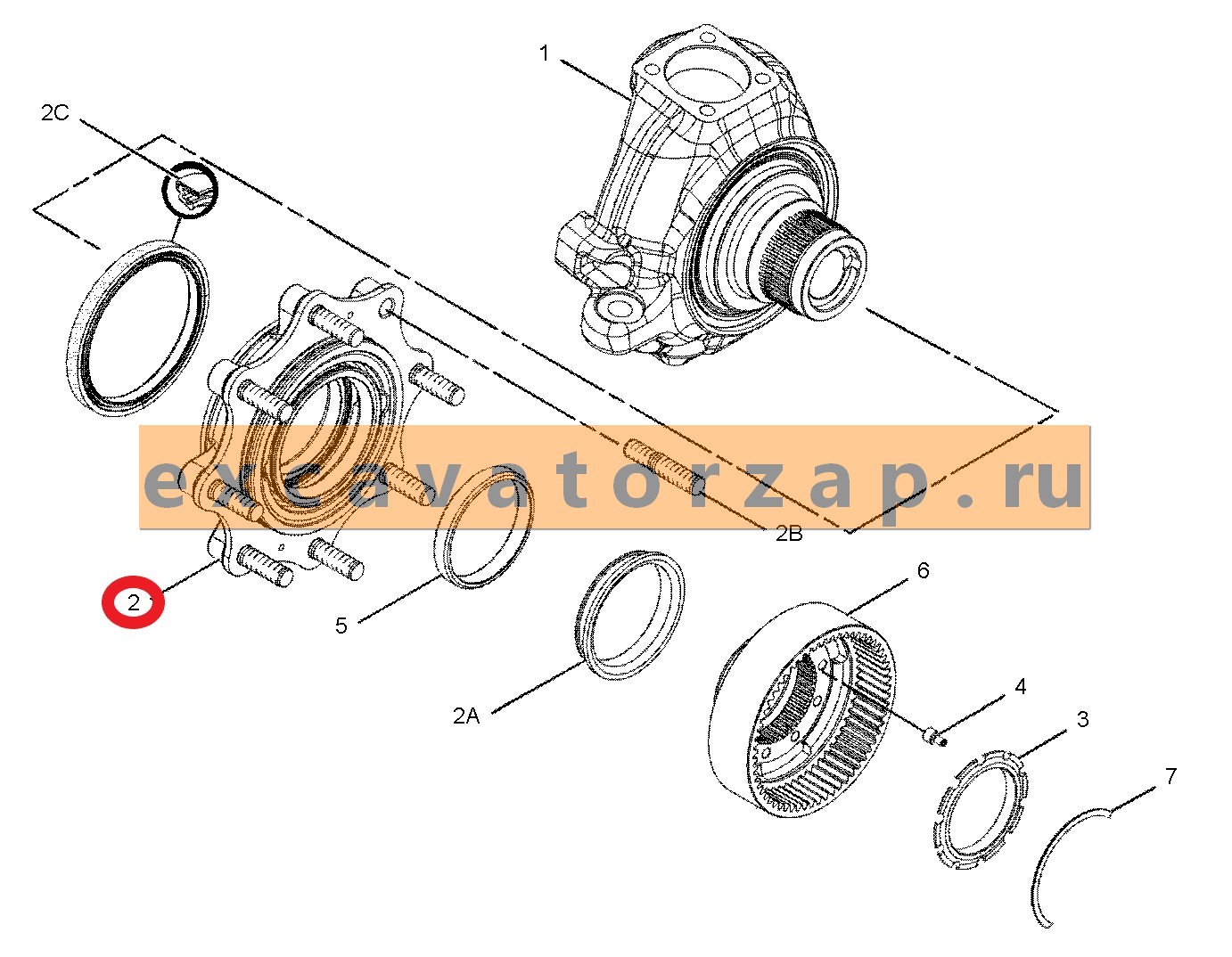 Ступица 238-5256, 2385256 (АНАЛОГ) моста экскаватора погрузчика CAT428, CAT432