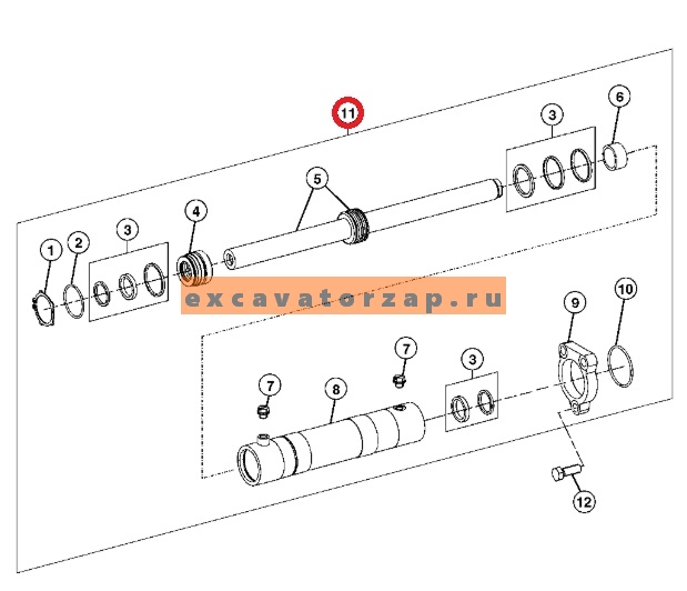 Гидроцилиндр ZGAQ-03414 поворота колес (руля) экскаватора погрузчика Hyundai H940S