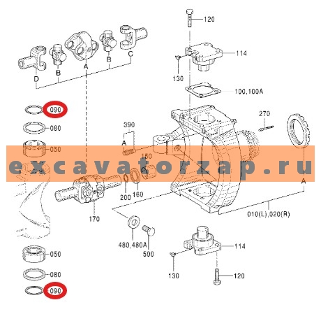 Кольцо уплотнительное 2.180-00437 шкворня моста экскаватора Doosan
