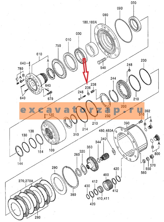 Втулка ZGAQ-01291 поршня моста экскаватора HYUNDAI HW140, HW210, R140W9, R140W9A, R140W9S, R160W9A, R170W7, R170W7A, R170W9, R170W9S, R180W9A, R180W9S, R200W7, R200W7A, R210W-9, R210W9A, R210W9AMH, R210W9MH, R210W9S