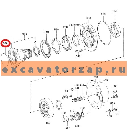 Кольцо уплотнительное 0885041 заднего моста экскаватора Hitachi ZX130W, ZX130W-AMS, ZX160W, ZX160W-AMS, ZX180W, ZX180W-AMS