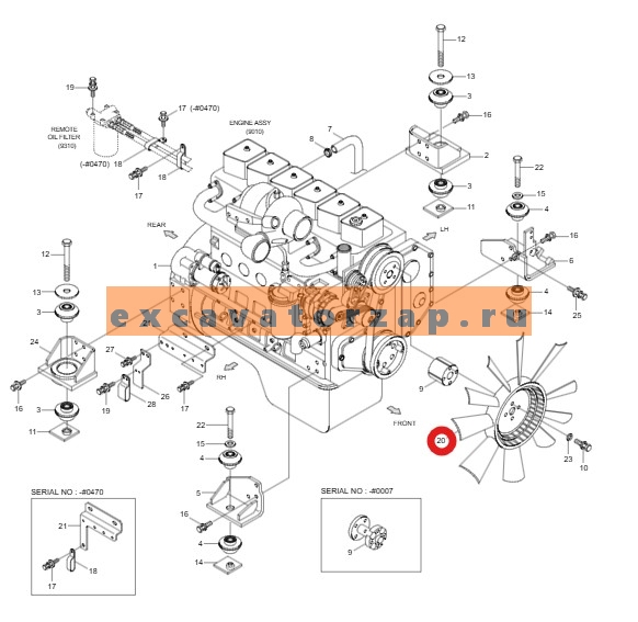 Вентилятор 11N6-00341 (аналог, КНР) охлаждения двигателя экскаватора HYUNDAI R210, R215