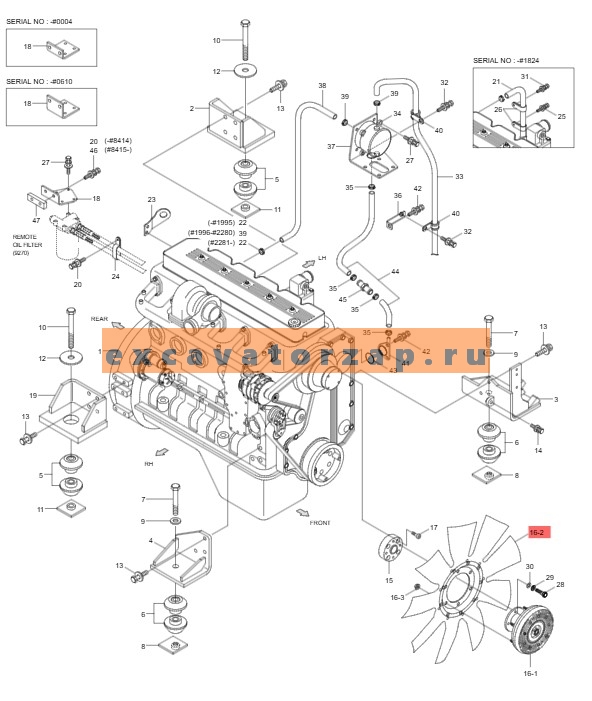 Вентилятор 11Q6-01251 (аналог, КНР) охлаждения двигателя экскаватора HYUNDAI R140, R170, R210