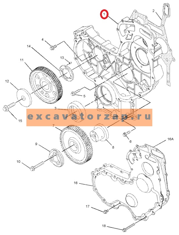 Корпус шестерен ZUAC-00209 двигателя экскаватора погрузчика HYUNDAI H940S