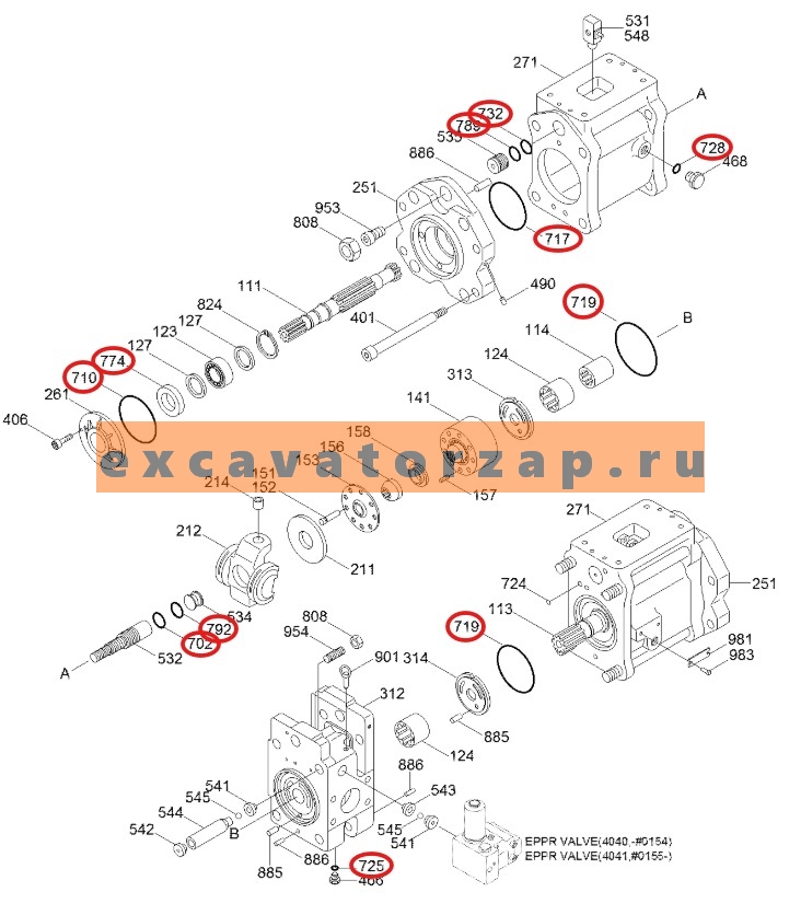 Ремкомплект гидронасоса 31N8-10020-BK экскаватора HYUNDAI R290LC7H