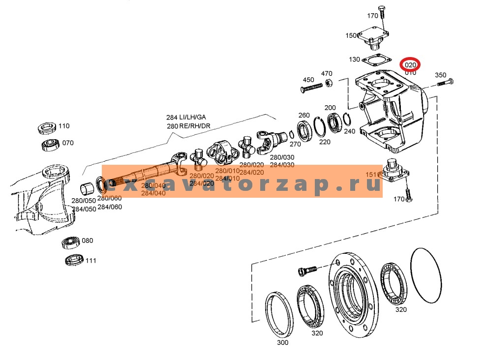 Кулак поворотный 4475.305.257, 4475305257, 4475-305-257 (аналог, Турция) переднего моста экскаватора HYUNDAI