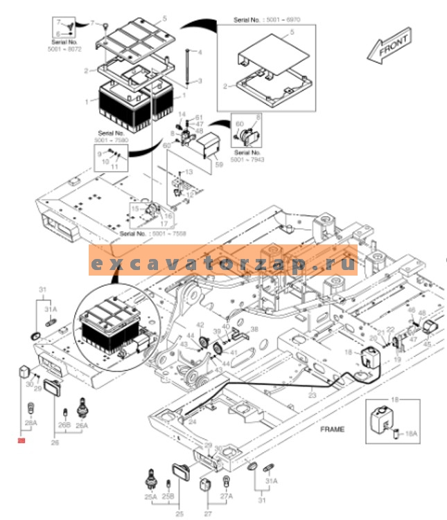 Указатель поворота 534-00112 (аналог, КНР) экскаватора DOOSAN DX140, DX160, DX170, DX190, DX210
