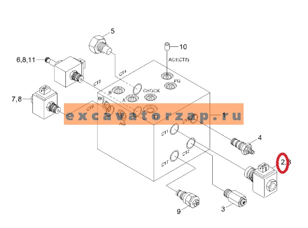 Соленоид XKBL-00003, A0085602 блока управления трансмиссией экскаватора HYUNDAI HW210, R110-7, R110-7A, R140LC-7, R140LC-7A, R140LC9V, R140W7, R140W7A, R170W7, R170W7A, R200W7, R200W7A, R210W-9, R210W9A, R210W9AMH, R210W9MH, R215LC7, R35-7Z, R35Z9, R55-7,