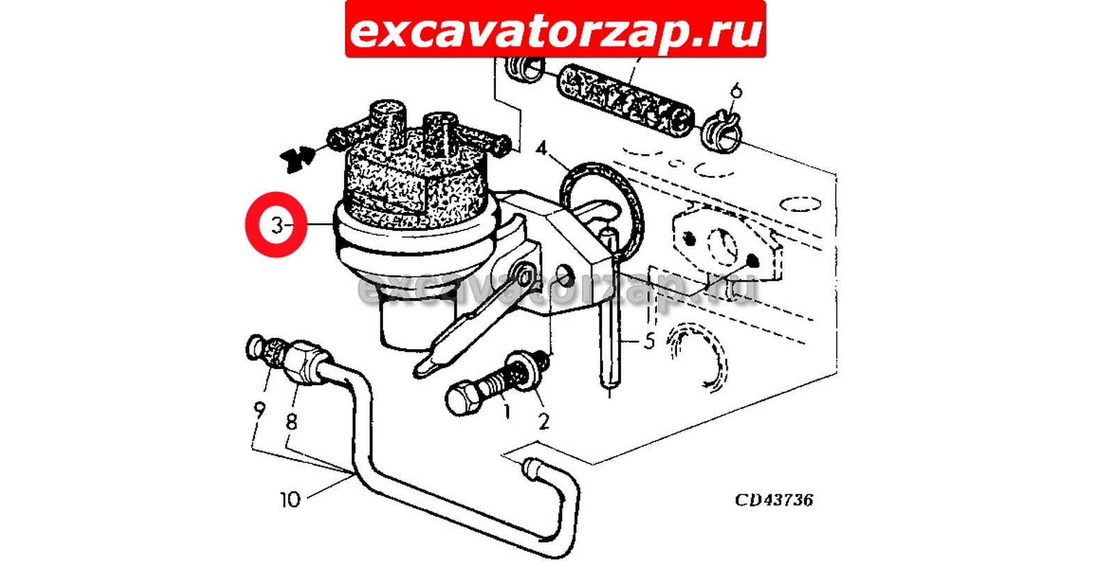 Топливоподкачивающий насос RE502513 фронтального погрузчика John Deere