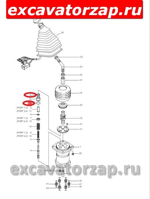 Ремкомплект джойстика XKAY-01723 (XKAY-01424, XKAY-00785) экскаватора Hyundai